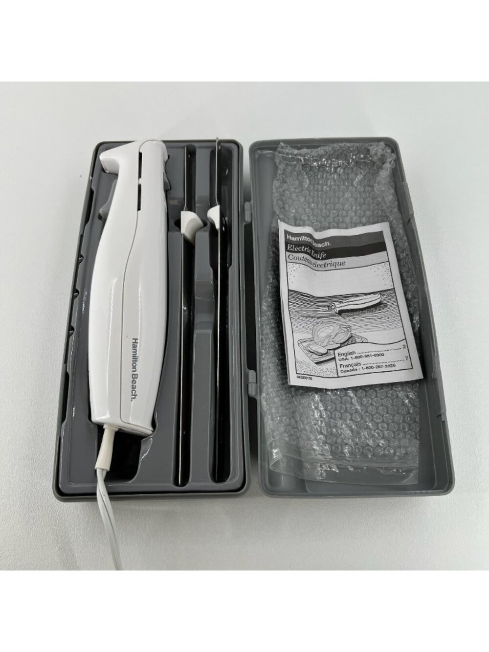 Hamilton Beach Carve n Set Electric Carving Knife Stainless Steel Blades w/ Case